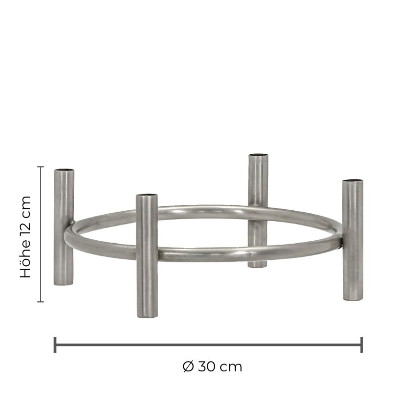 Kerzenhalter Maxi rund von House Doctor. Eisen, silber, Durchmesser 30 cm, Höhe 12 cm
