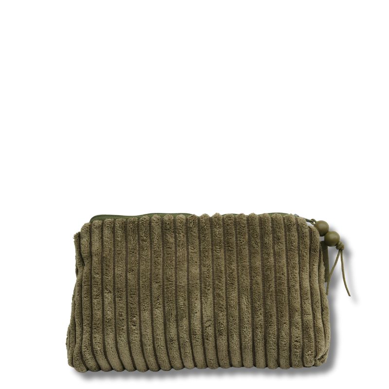 Grüne Tasche aus Cordstoff mit Reissverschluss