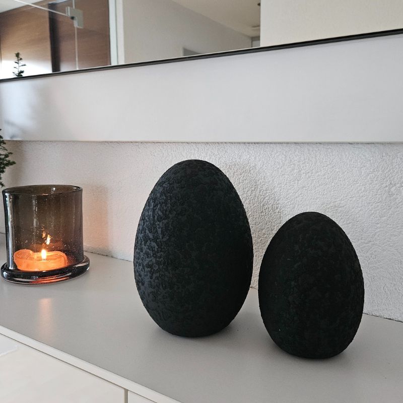 Osterei schwarz Keramik in zwei Groessen