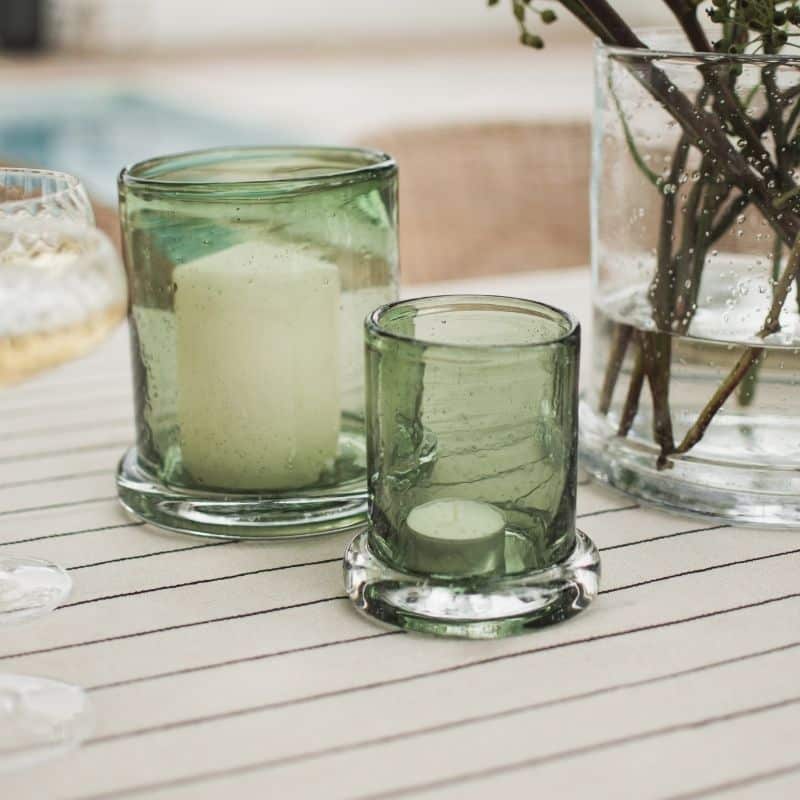 Glas Windlicht Bubble grün, klein