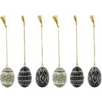 Deko-Ostereier zum Hängen von House Doctor, zum Hängen, off-white und schwarz im 6er Set