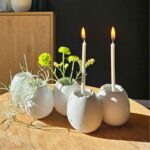 Eierreihe weiß, aus Keramik, Osterdekoration für Blumen