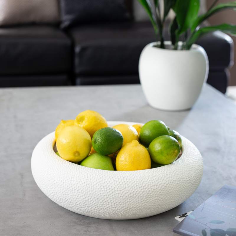 weiße Schale aus Keramik, zum Bepflanzen oder als Obstschale einsetzbar