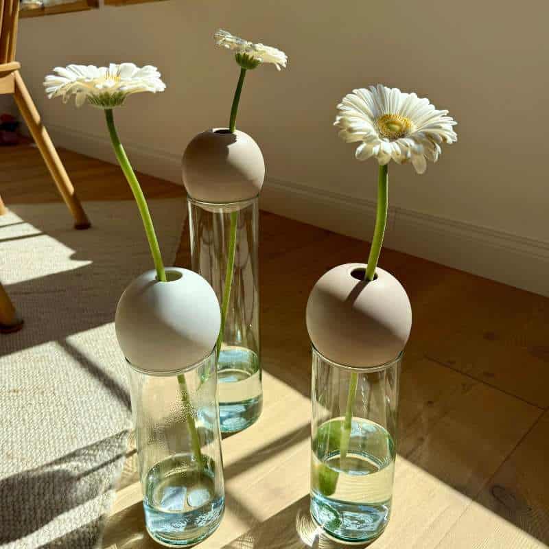 BLOSSOM Glasvase und Ball im 2er Set, 30 cm, in drei Farben