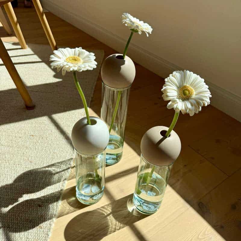 BLOSSOM Glasvase und Ball im 2er Set, 30 cm, in drei Farben