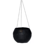 Blumenampel von Lübech Living, schwarz und olive, Durchmesser 17,5 cm, Höhe 13 cm