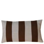 Kissen Farbe dunkelbraun und sand mit Streifen, 64x33 cm, 100% Leinen