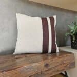 Kissen Farbe dunkelbraun und sand mit Streifen, 47x47 cm, aus 100% Leinen